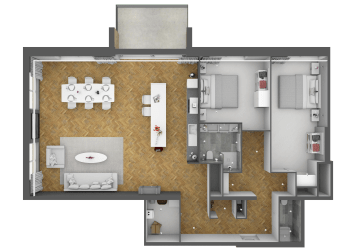 Sample 3D top view floor plan design from Floorplanner