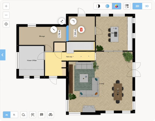 Screenshot of the Floorplanner editor interface showing ease of use for professionals
