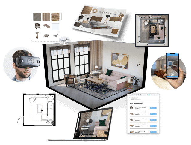 Collection of images showcasing Floorplanner use cases for retail