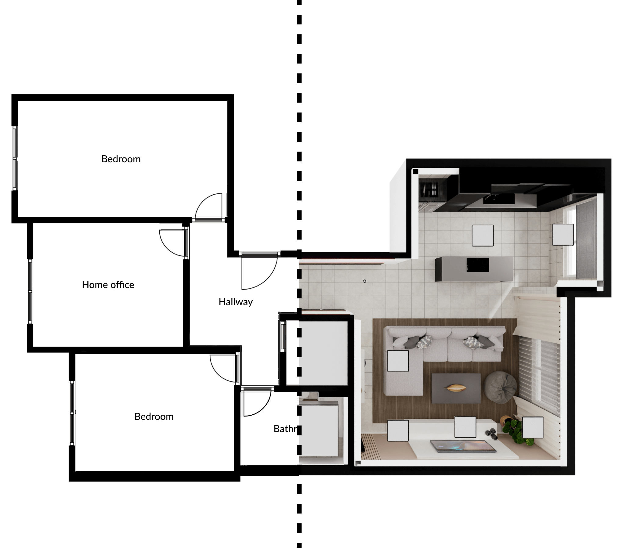 A 2d and 3d floorplan example