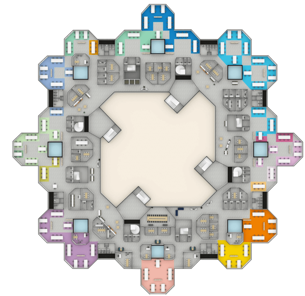 3D top view floor plan example 3 by Floorplanner