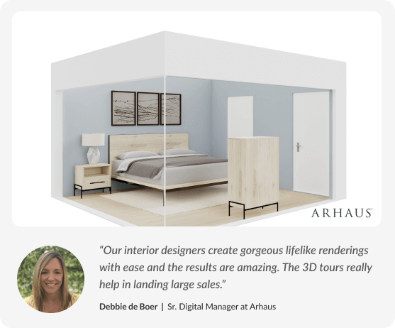 Showcase of high-quality 2D and 3D visuals achievable with Floorplanner for retail